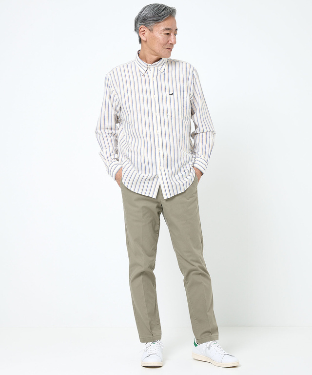 サッカー ストライプ ボタンダウン シャツ 【日本製生地】【接触冷感】