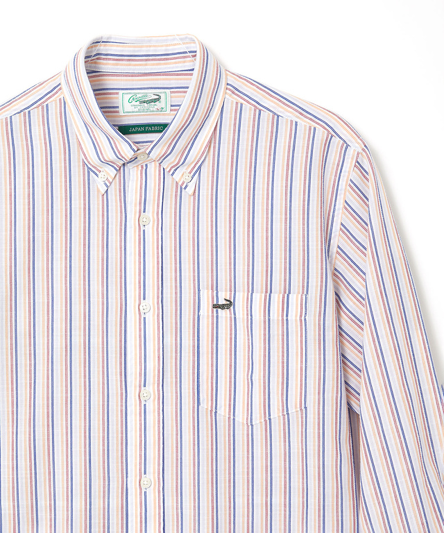 サッカー ストライプ ボタンダウン シャツ 【日本製生地】【接触冷感】