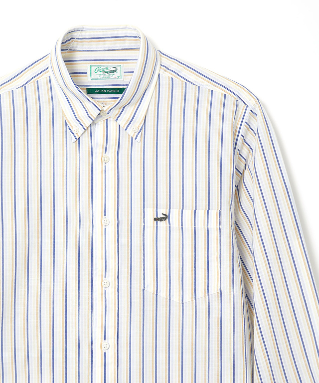 サッカー ストライプ ボタンダウン シャツ 【日本製生地】【接触冷感】