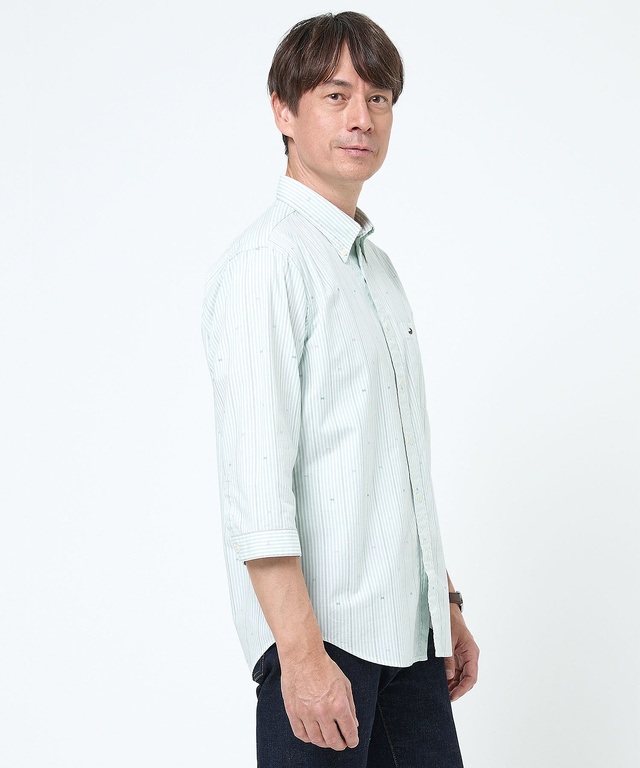 カットドビー ストライプ 七分丈 シャツ