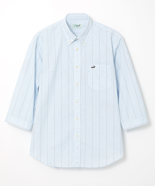 カットドビー ストライプ 七分丈 シャツ