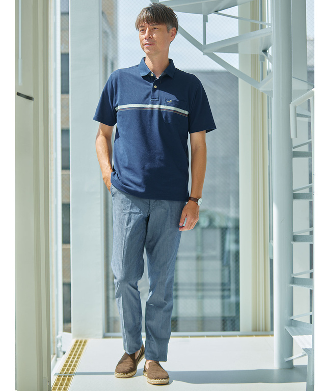 ラインプリント ポロシャツ