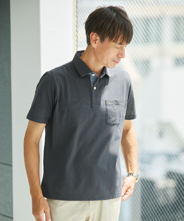 地柄 デザイン ポロシャツ