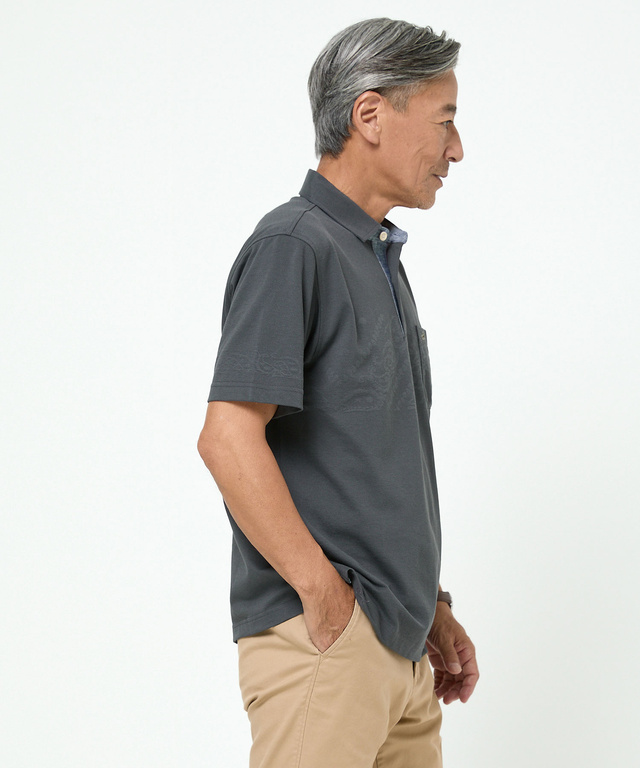 地柄 デザイン ポロシャツ