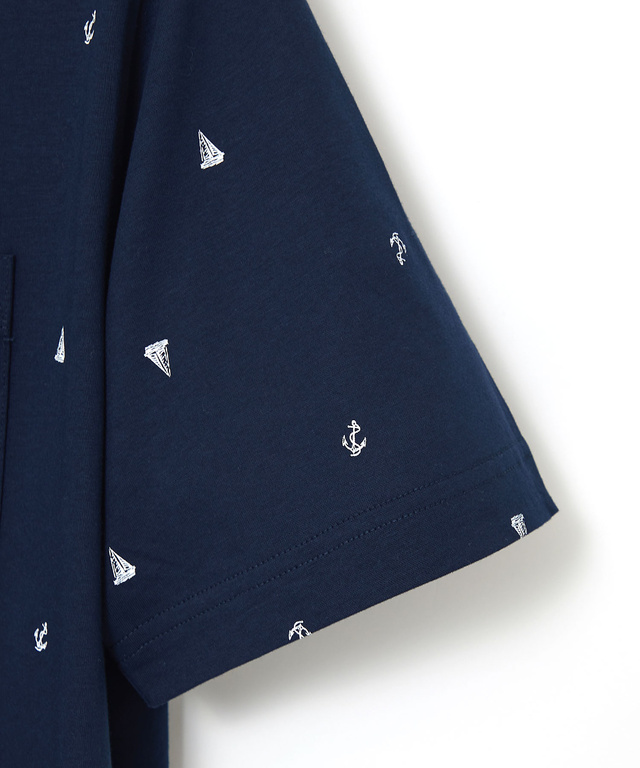 スノーコットン マリン調プリント ポロシャツ【接触冷感】