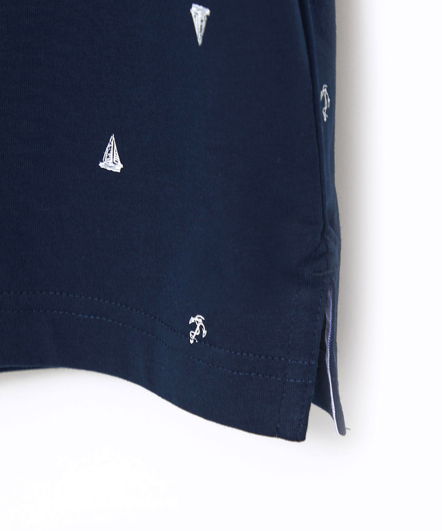 スノーコットン マリン調プリント ポロシャツ【接触冷感】