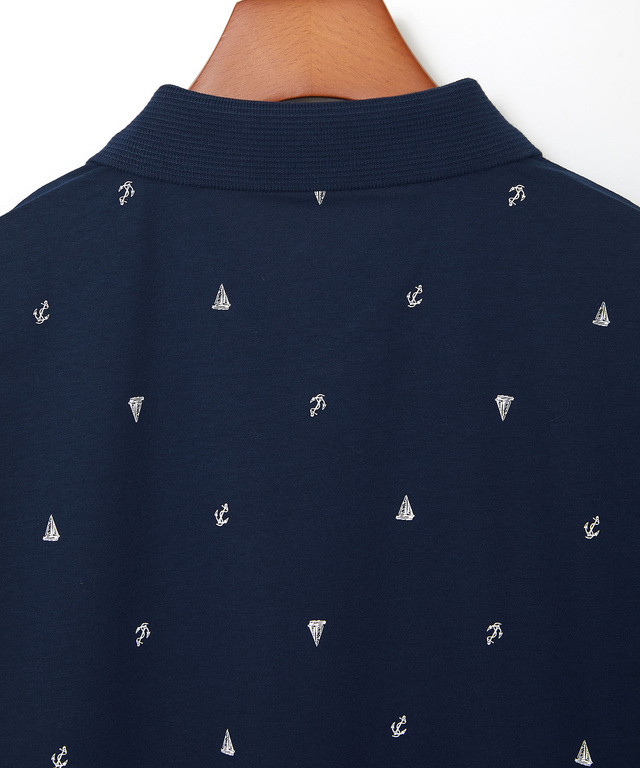 スノーコットン マリン調プリント ポロシャツ【接触冷感】