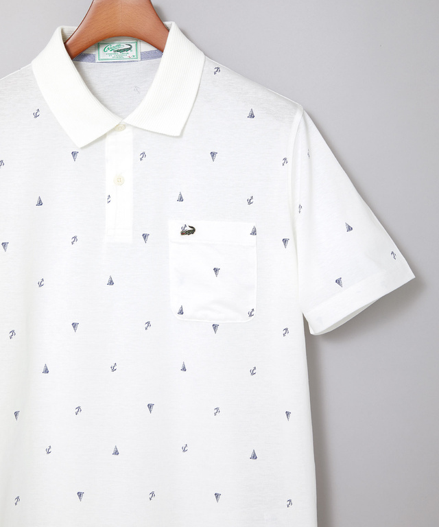 スノーコットン マリン調プリント ポロシャツ【接触冷感】