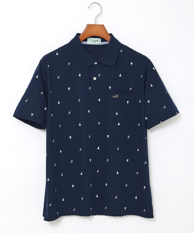 スノーコットン マリン調プリント ポロシャツ【接触冷感】