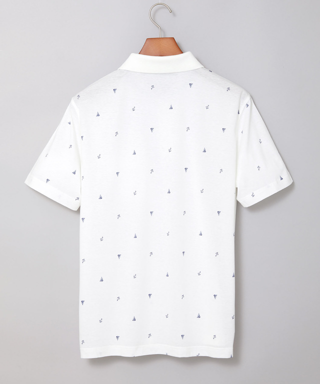 スノーコットン マリン調プリント ポロシャツ【接触冷感】