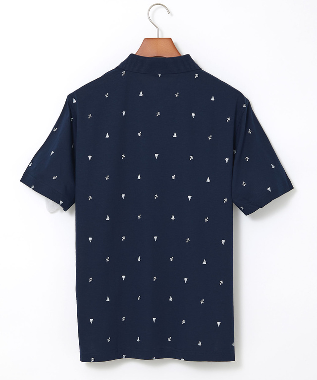 スノーコットン マリン調プリント ポロシャツ【接触冷感】