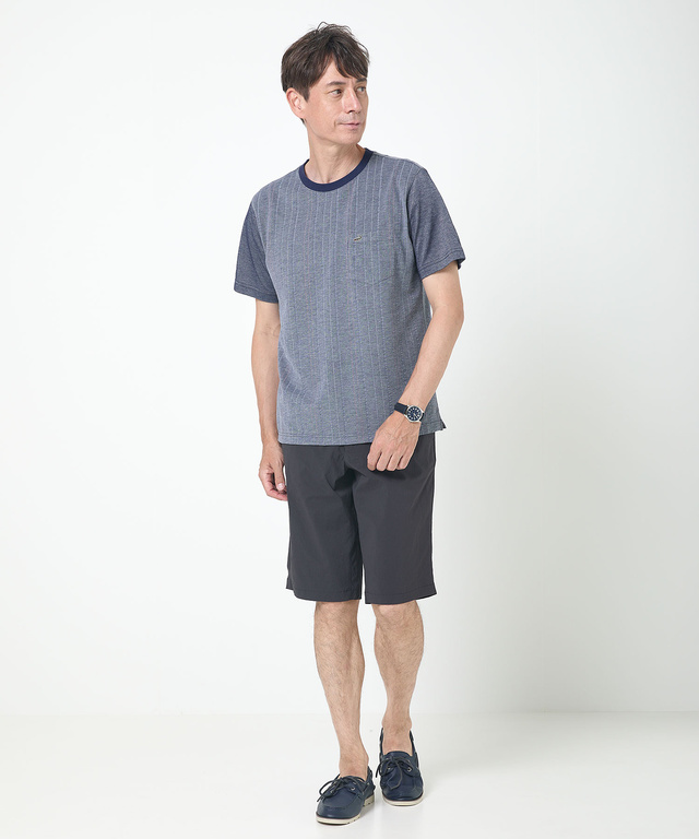 サッカー素材 ストライプ柄 Tシャツ