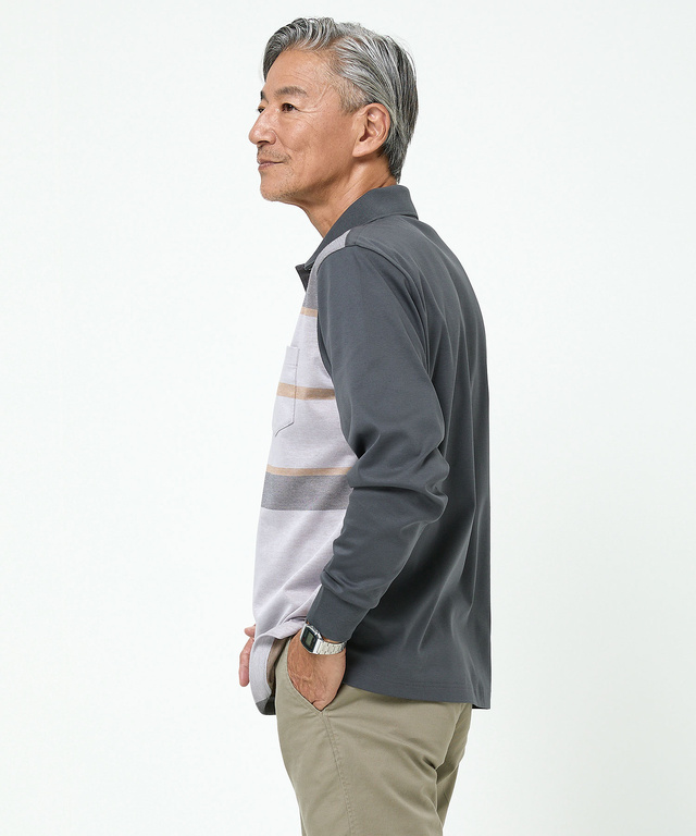 パネルチェック柄 ポロシャツ