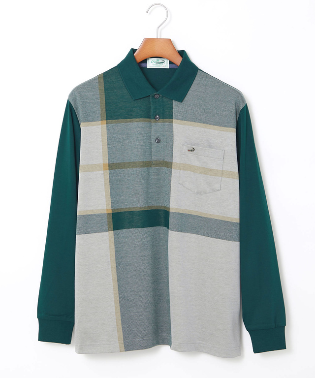パネルチェック柄 ポロシャツ