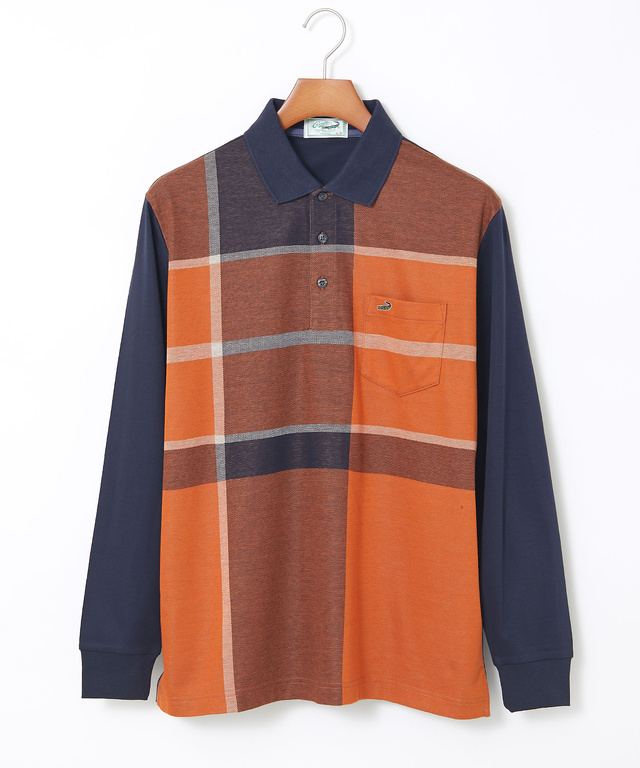 パネルチェック柄 ポロシャツ