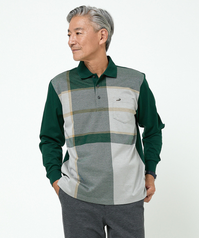 パネルチェック柄 ポロシャツ