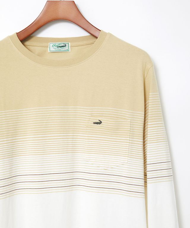 パネルボーダー柄 長袖Tシャツ