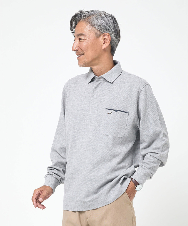 鹿の子 メランジカラー ポロシャツ