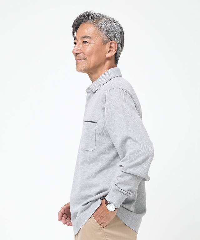 鹿の子 メランジカラー ポロシャツ