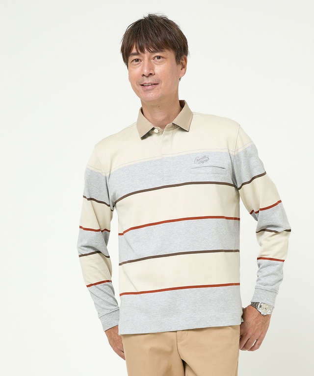 パネルボーダー柄 ポロシャツ