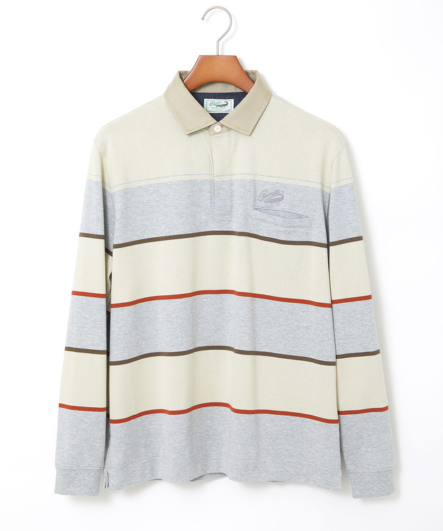 パネルボーダー柄 ポロシャツ