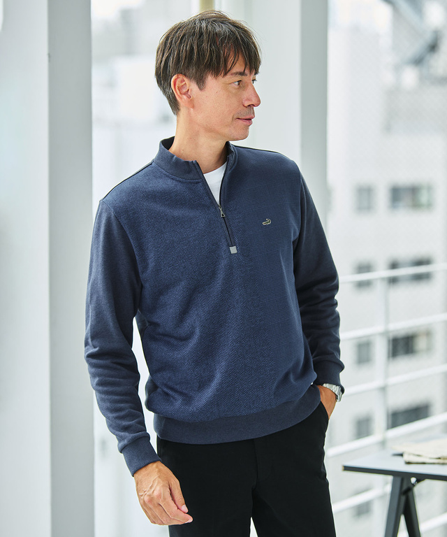 柄切り替え ハーフジップ トレーナー