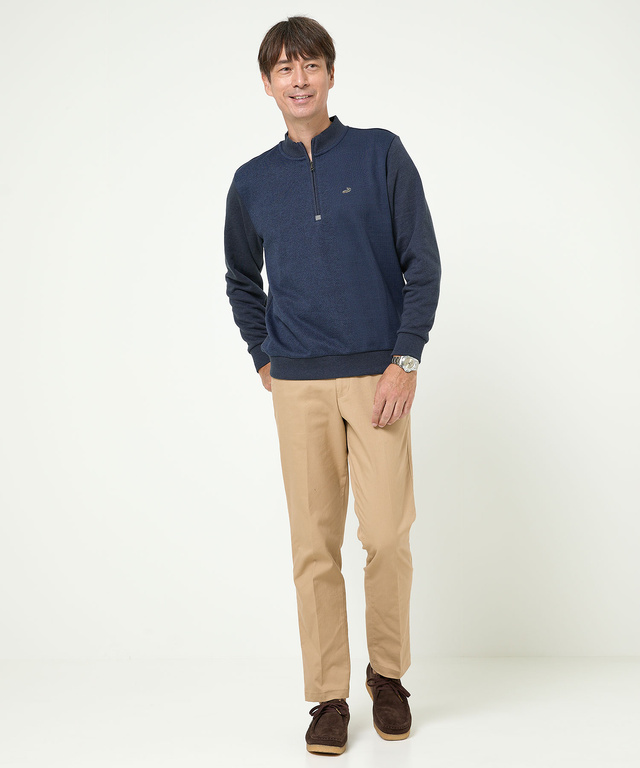 柄切り替え ハーフジップ トレーナー