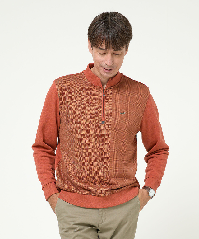 柄切り替え ハーフジップ トレーナー