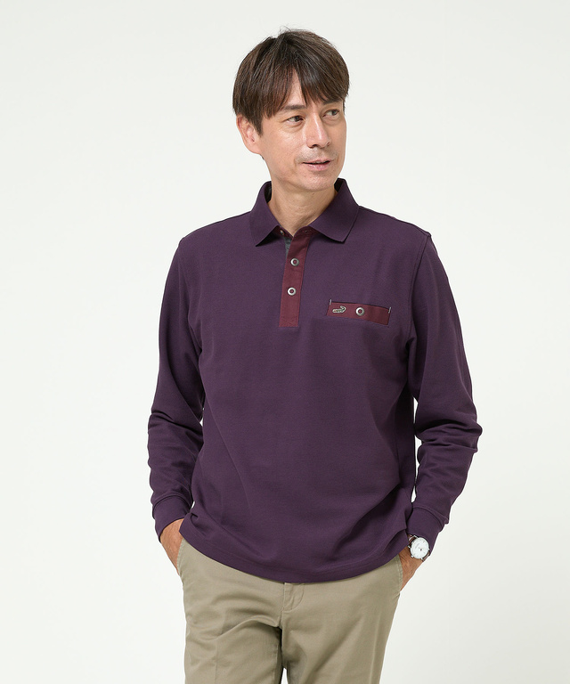 ハニカム襟 スナップボタン ポロシャツ