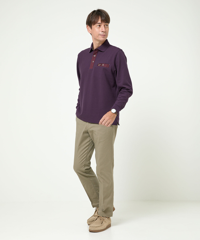 ハニカム襟 スナップボタン ポロシャツ