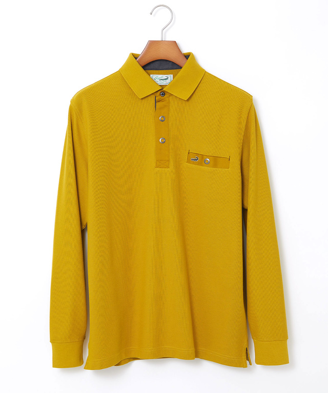 ハニカム襟 スナップボタン ポロシャツ