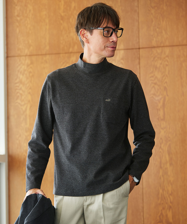 ハイネック リブ カットソー