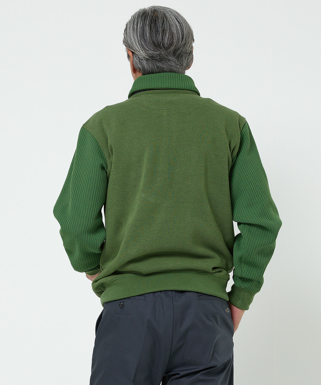 鹿の子 リブ 切り替え トレーナー【日本製生地】