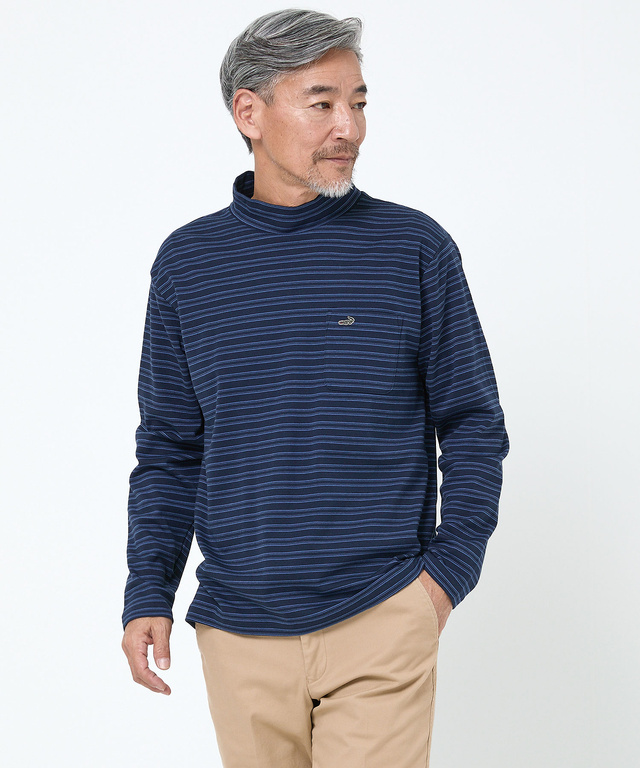 スムース素材 ハイネック カットソー