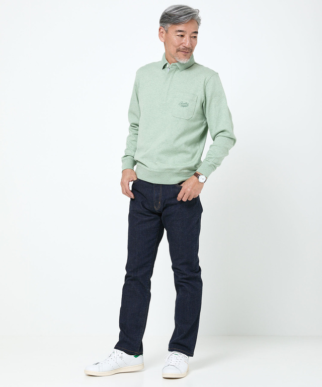 襟デザイン ジップ ポロシャツ