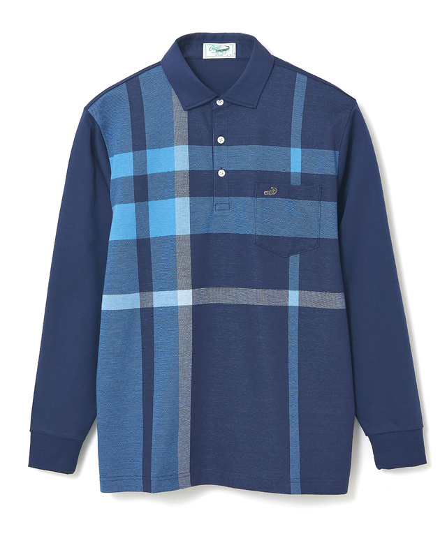 シルケット パネルチェック ポロシャツ