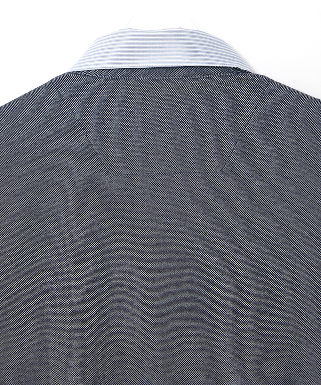 襟配色デザイン ジップ ポロシャツ