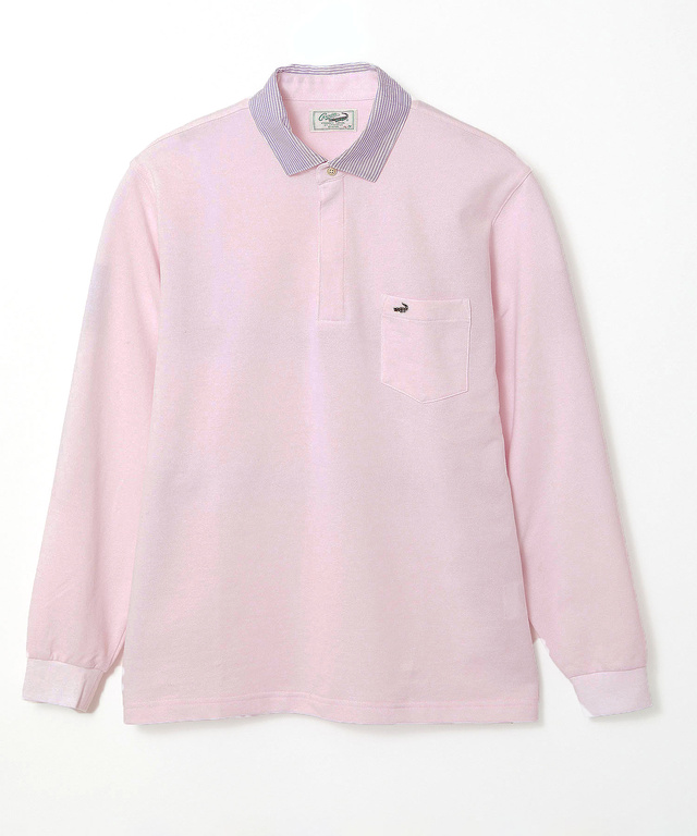 襟配色デザイン ジップ ポロシャツ