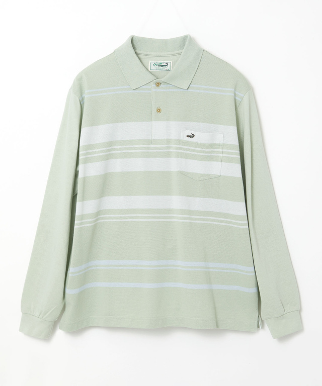 パネルボーダー 長袖ポロシャツ【日本製生地】