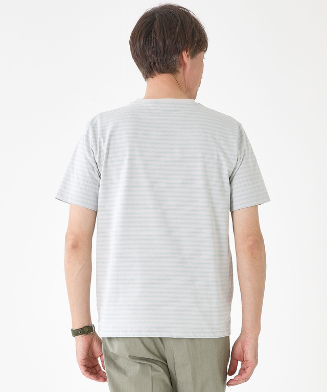 ボーダー クルーネック Tシャツ【接触冷感】【UV加工】