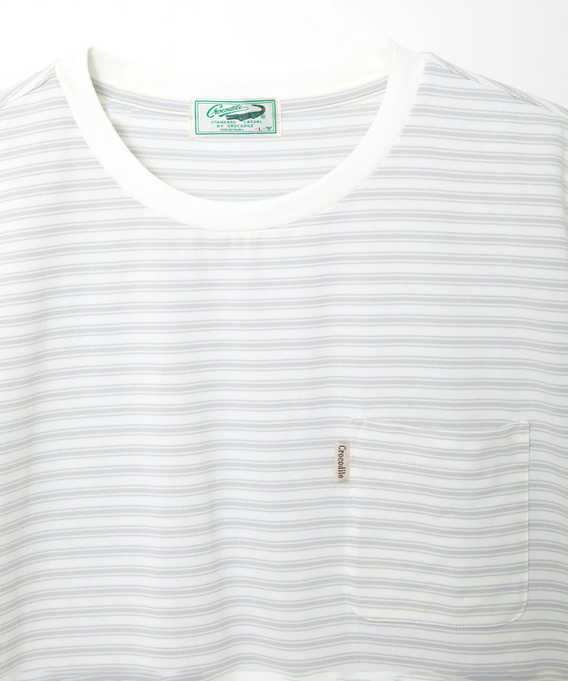 ボーダー クルーネック Tシャツ【接触冷感】【UV加工】