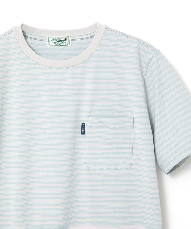 ボーダー クルーネック Tシャツ【接触冷感】【UV加工】