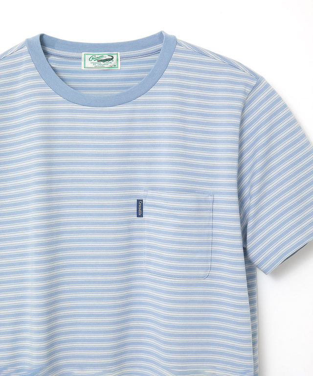 ボーダー クルーネック Tシャツ【接触冷感】【UV加工】