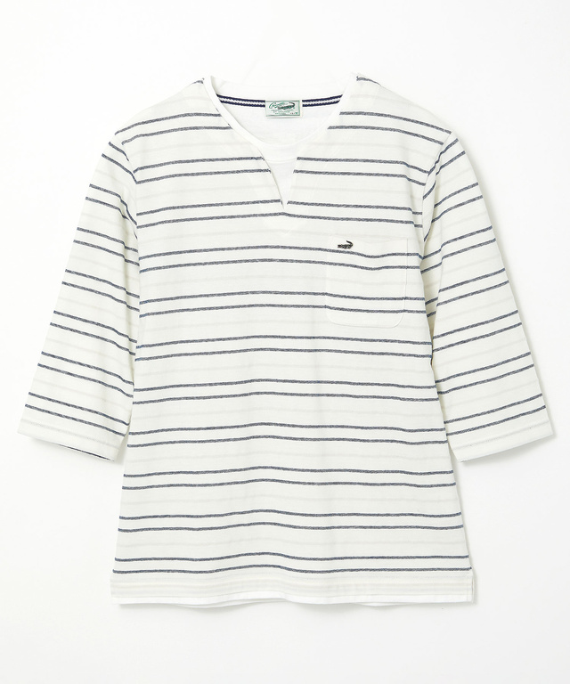 ボーダー レイヤー風 七分袖Tシャツ