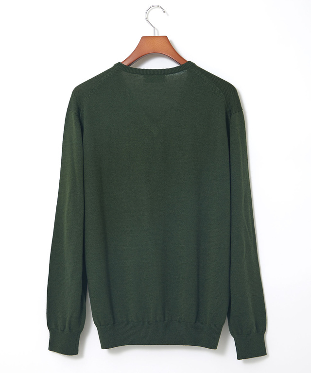 10ゲージVネックセーター【洗濯機洗いOK】