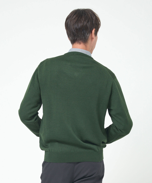 10ゲージVネックセーター【洗濯機洗いOK】