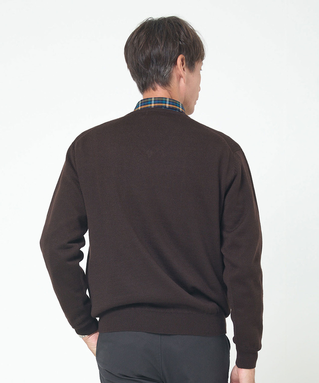 10ゲージVネックセーター【洗濯機洗いOK】