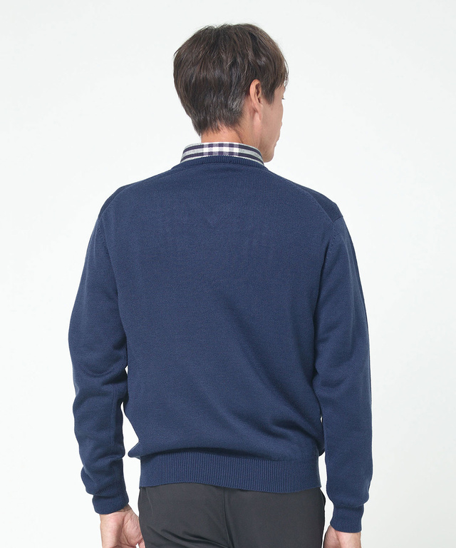 10ゲージVネックセーター【洗濯機洗いOK】