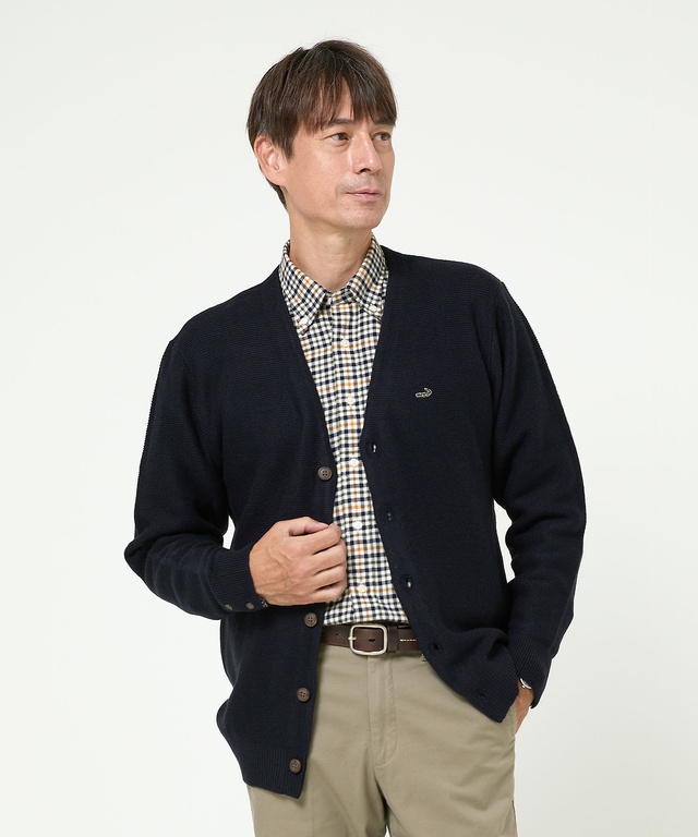 クロコダイルタータン カフス仕立て カーディガン【手洗いOK】