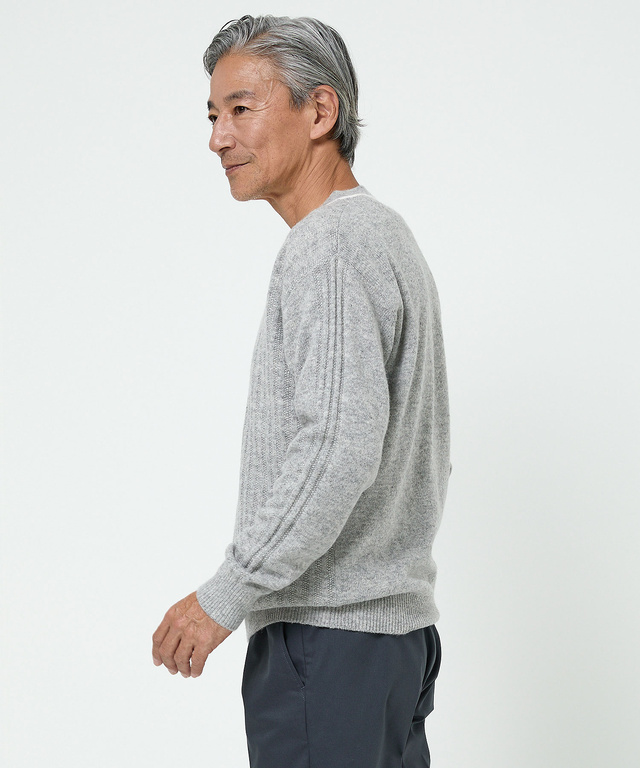 ウール 襟配色 Vネック ニット【手洗いOK】